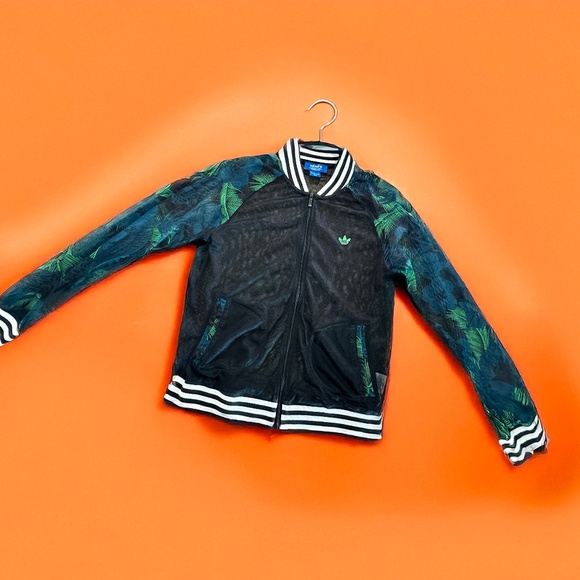 Adidas Originals x FARM Rio Palm Mesh Bomber Jacket – Rare Tropical Leaf Print. - Picture 1 of 7